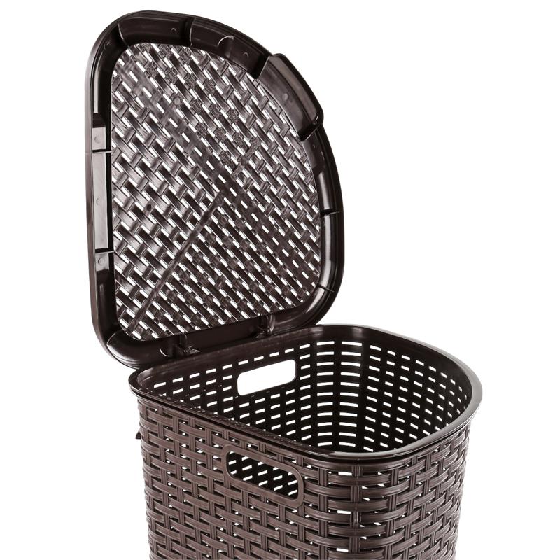 Eckwäschekorb 52 L Rattan Wäschekorb Wäschetruhe Wäschesammler Ecke Box