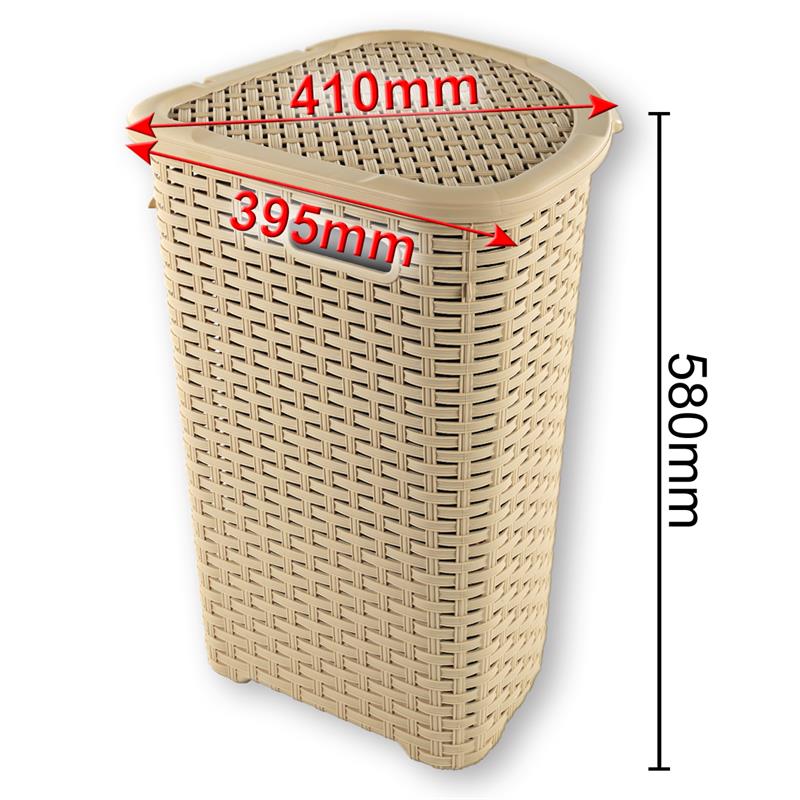 Eckwäschekorb 52 L Rattan Wäschekorb Wäschetruhe Wäschesammler Ecke Box