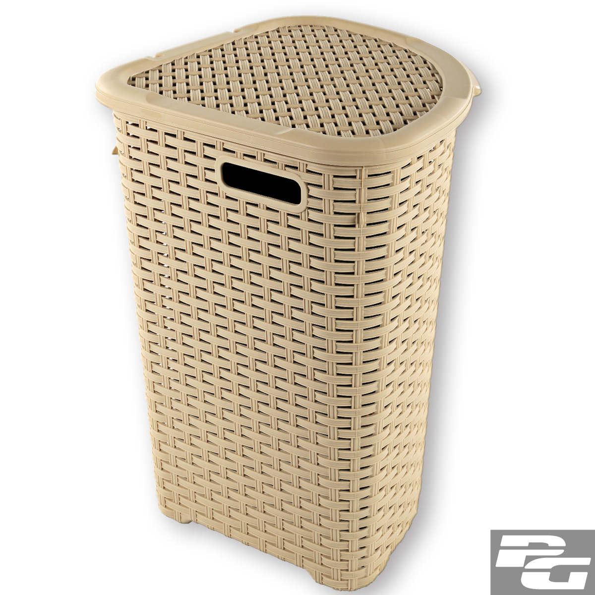 Eckwäschekorb 52 L Rattan Wäschekorb Wäschetruhe Wäschesammler Ecke Box