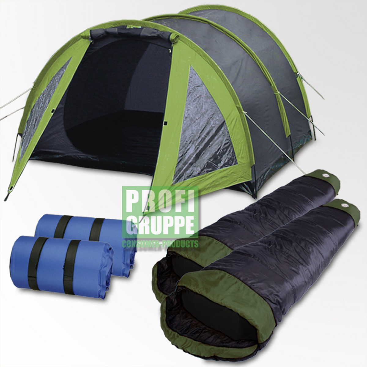 Festival Camping SET 2 PERSONEN 1x Kuppel Zelt / 2x Schlafsack / 2x
