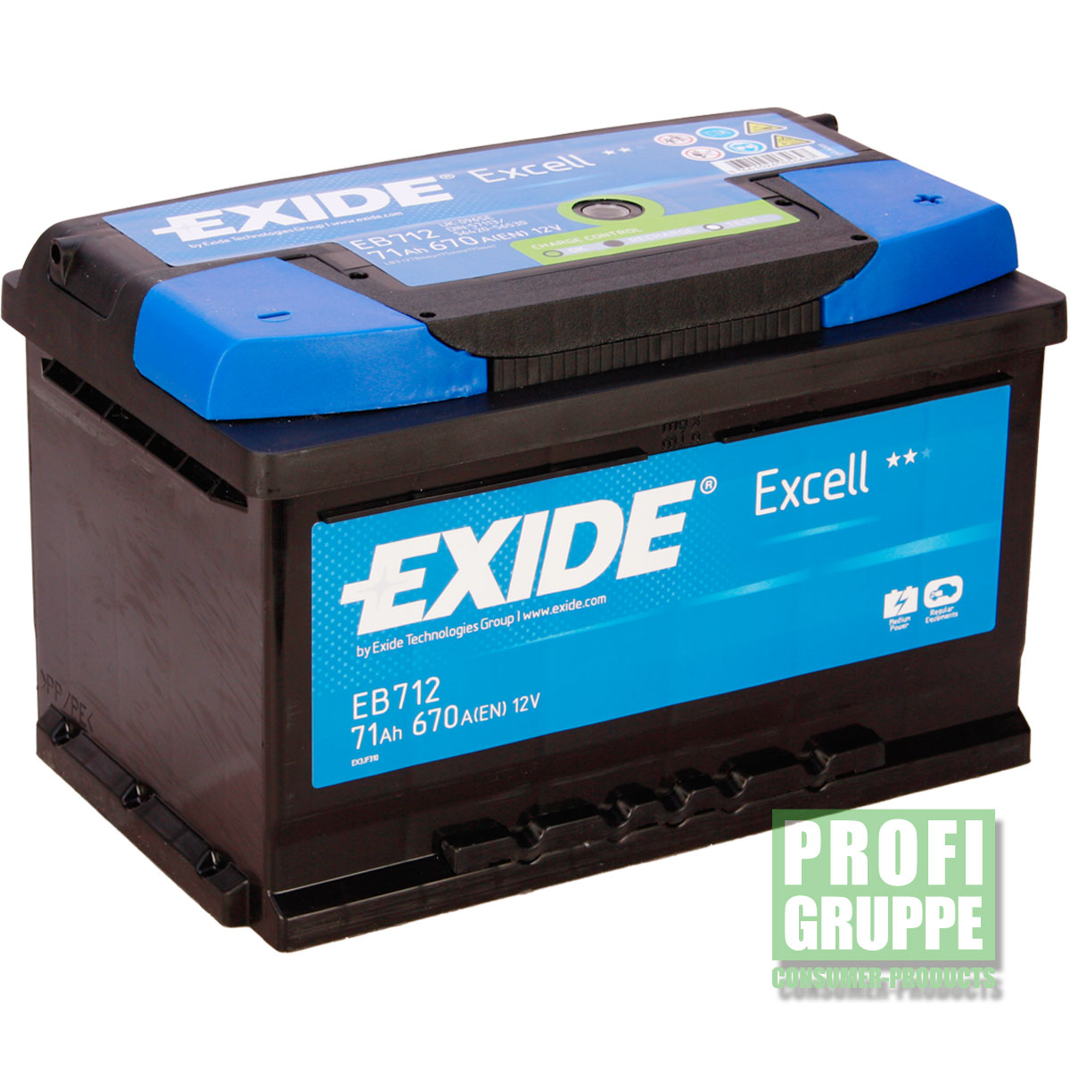 EXIDE EXCELL / 71Ah / Autobatterie / Starterbatterie / Batterie
